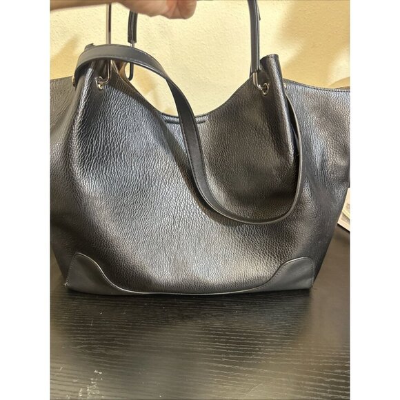 SANDRA ROBERTS SQUARED Leather Black Shoulder Bag - Picture 9 of 10